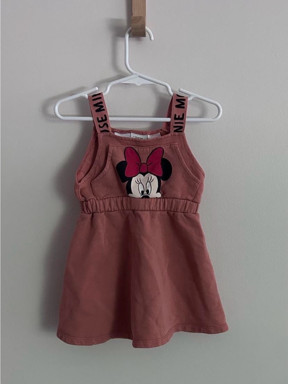 Zara Pink Minnie Mouse Jumper Dress with Branded Straps